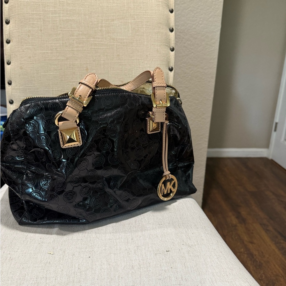 Michael Kors Black Embossed Satchel